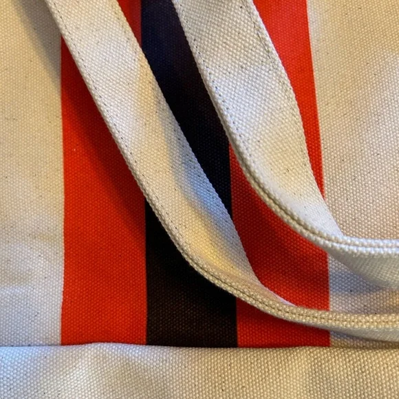 John Hardy Brown & Orange Striped Canvas Tote Bag NWOT - Picture 5 of 10